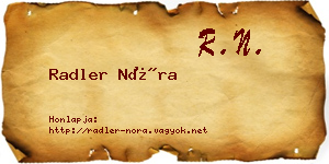 Radler Nóra névjegykártya